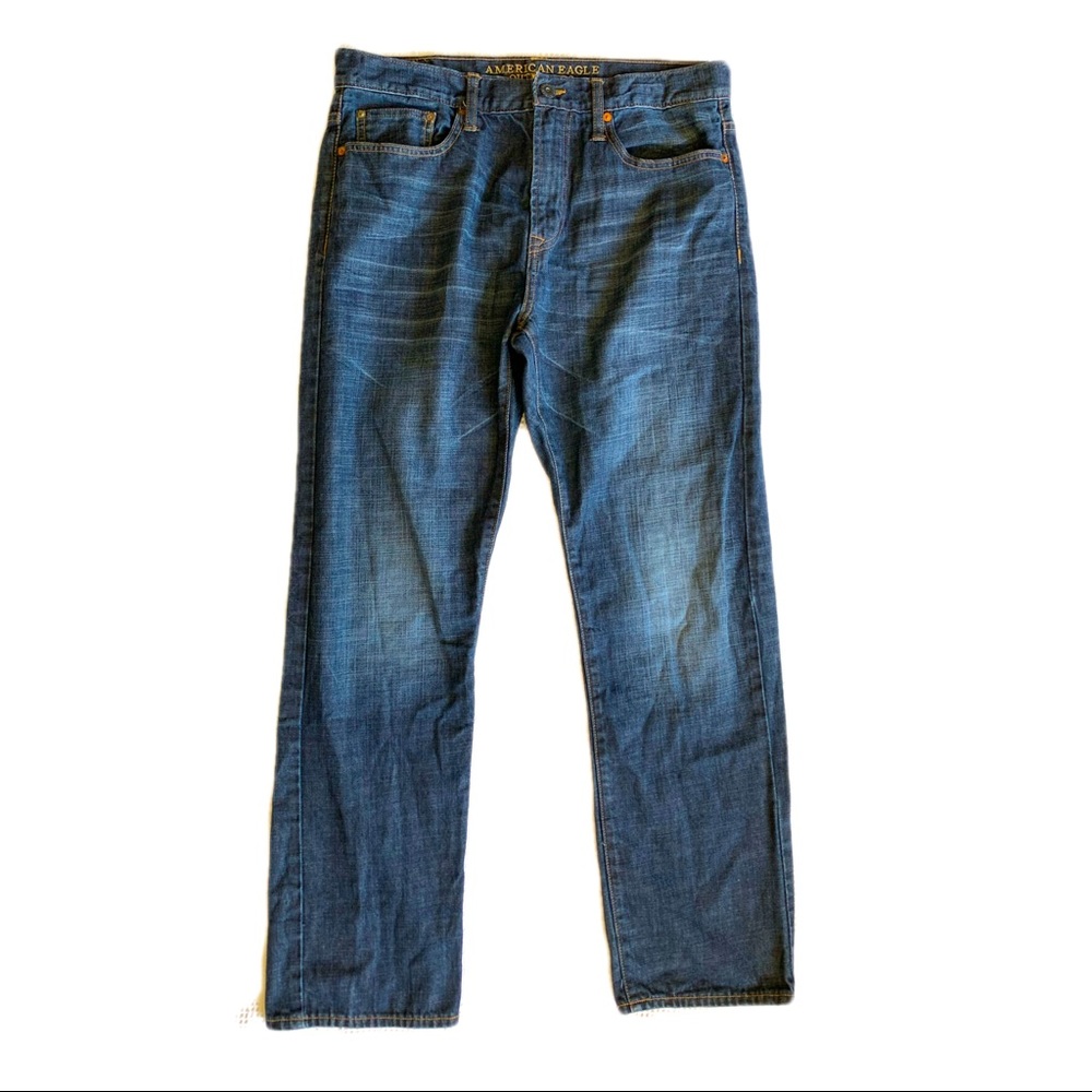 American Eagle Outfitters Relaxed Straight Dark Wash Jeans 33x32